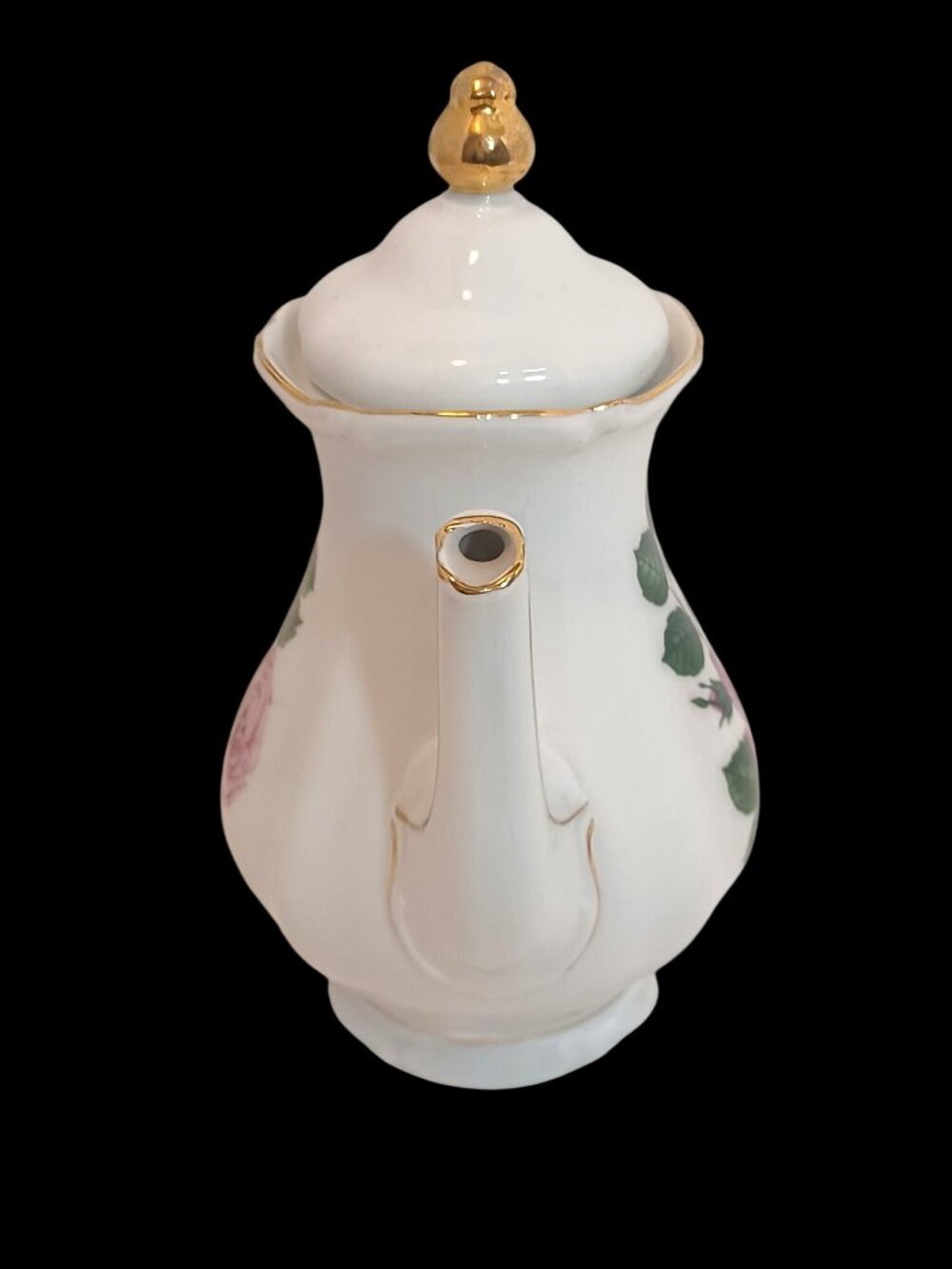 Vtg Rare Winterling Roslau Bavaria Germany Tea Coffee Pot Pink Rose w/ Gold Trim - Picture 3 of 13